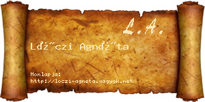 Lóczi Agnéta névjegykártya